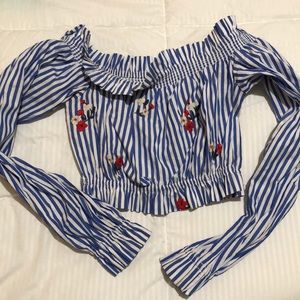 Flower/stripes top